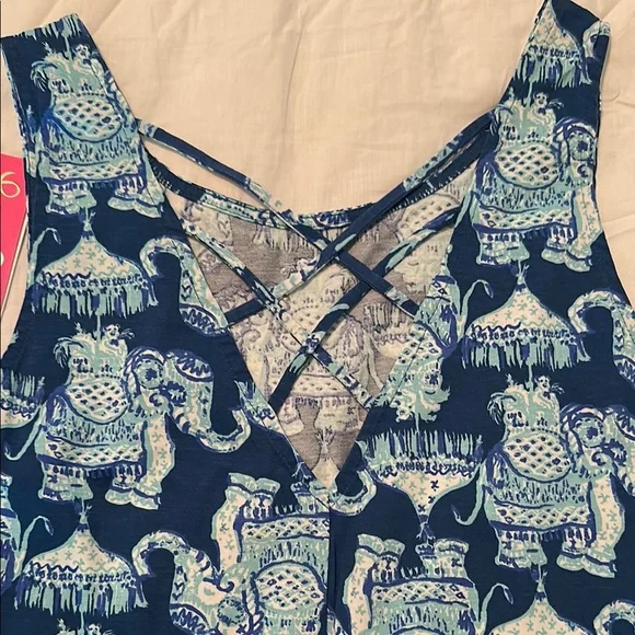 NWT Lilly Pulitzer Blue Elephant Print Casual Dress - Picture 2 of 4